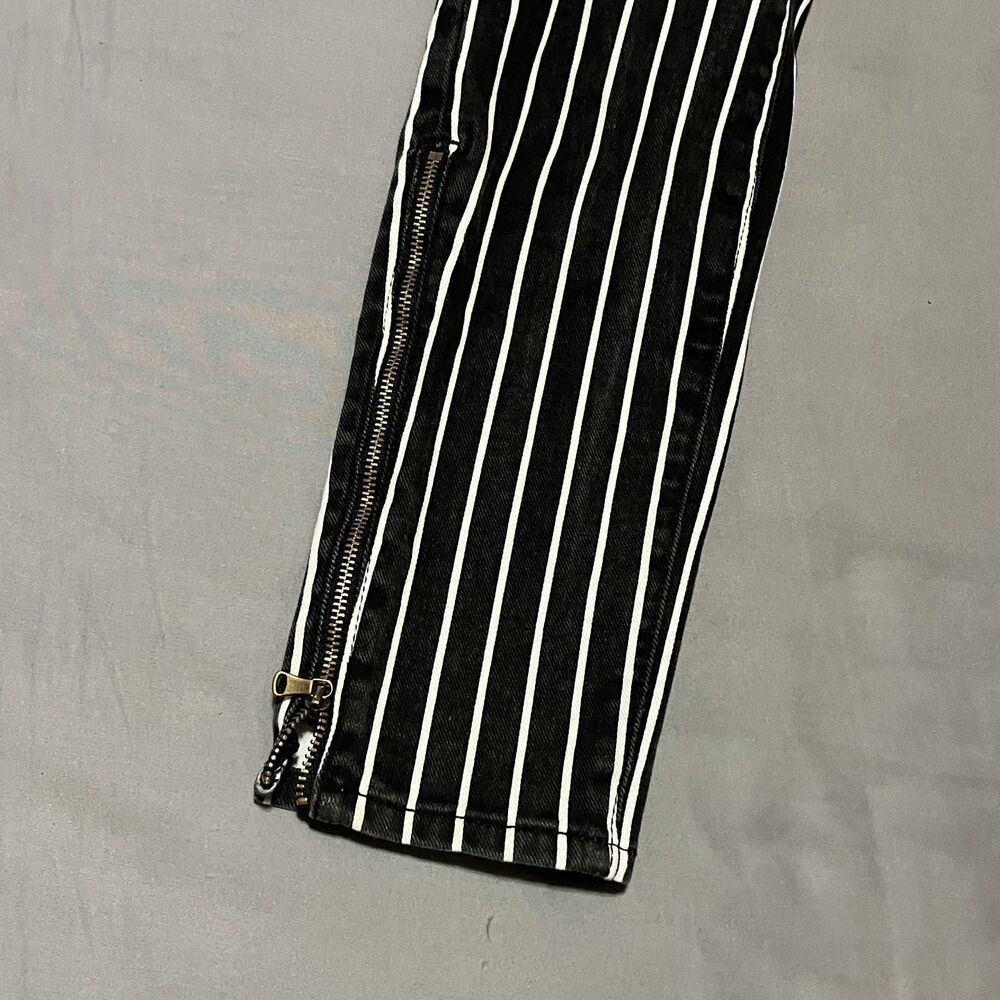 Paige Jeans Women’s Stripe Hoxton Ultra Skinny Midrise Ankle Zip Black/White, 29 - Picture 11 of 11
